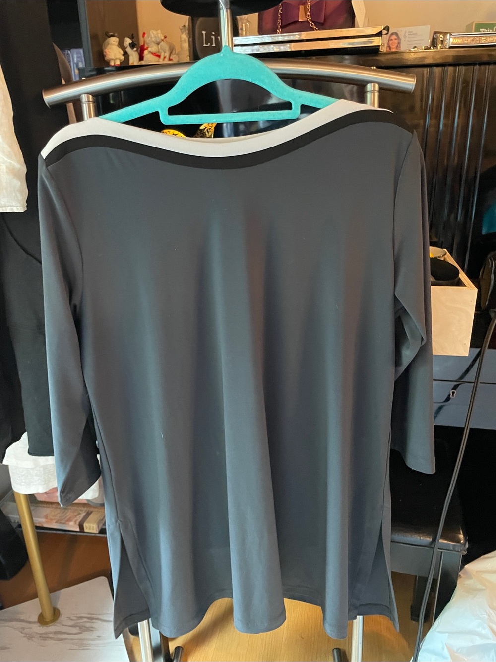 Tunic Size 14 Grey with black & Beige Color Trim